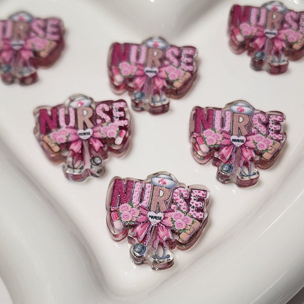 Nurse Bow Beads 2 Pcs Focal Bead Beaded Pen Jewelry Charms Acrylic Medical